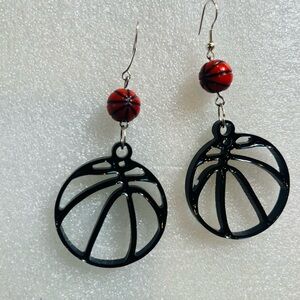 Black and Red Basketball Earrings